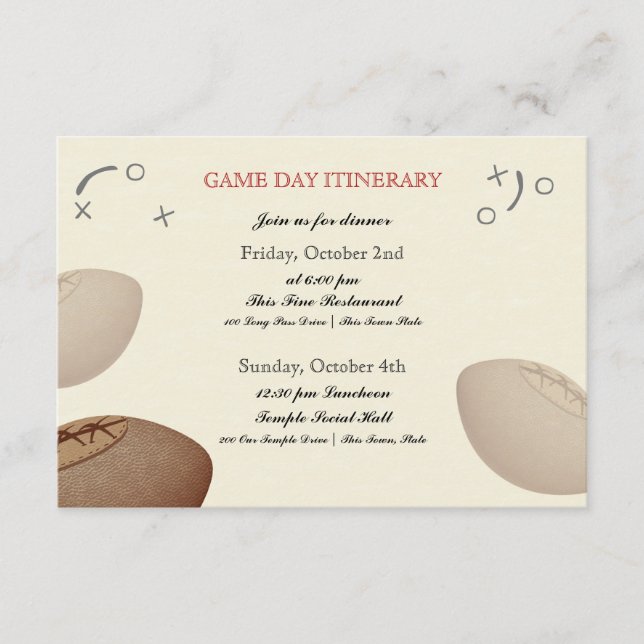 Vintager Fußball-Pass Bar Mitzvah Itinerary Begleitkarte (Vorderseite)