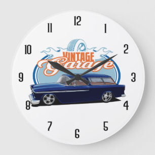 Vintager Garagen-Nomade Große Wanduhr