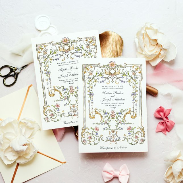 Vintager Garten | Farbenfrohe Luxe Wedding Einladung (Von Creator hochgeladen)
