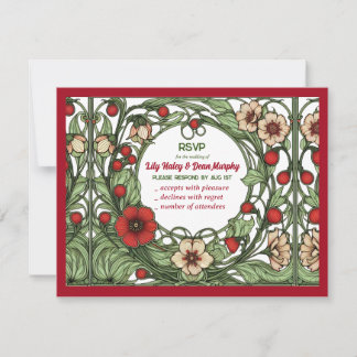 Vintager Garten Jugendstil Hochzeit RSVP Karte