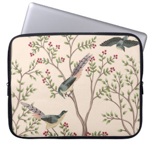 Vintager Gartenbaum, Vogelblumenmuster, nahtlos  Laptopschutzhülle