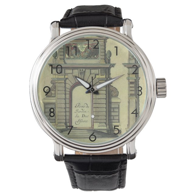 Vintager Gartenbogen, Renaissance-Architektur Armbanduhr (Vorderseite)