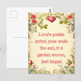 VINTAGER GARTENHERZRAHMEN MIT SCHNELLER LIEBE POSTKARTE