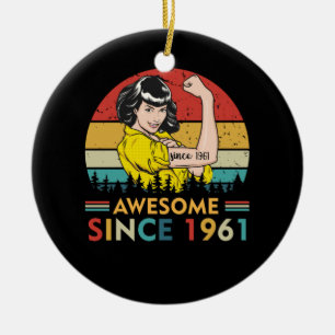 Vintager Geburtstag 1961 Keramik Ornament