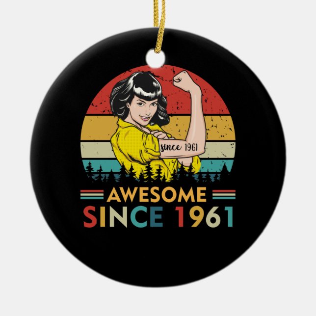 Vintager Geburtstag 1961 Keramik Ornament (Vorne)