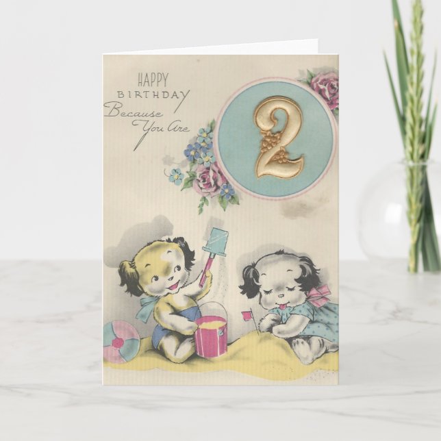 Vintager Geburtstag "2 Jahre alt" Karte (Vorderseite)