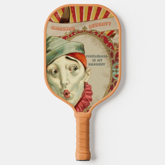 Vintager Geburtstag Bigtop Clown 4 Pickleball Schläger (Vorderseite)