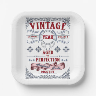 Vintager Geburtstag bis zum Perfektionieren Klassi Pappteller