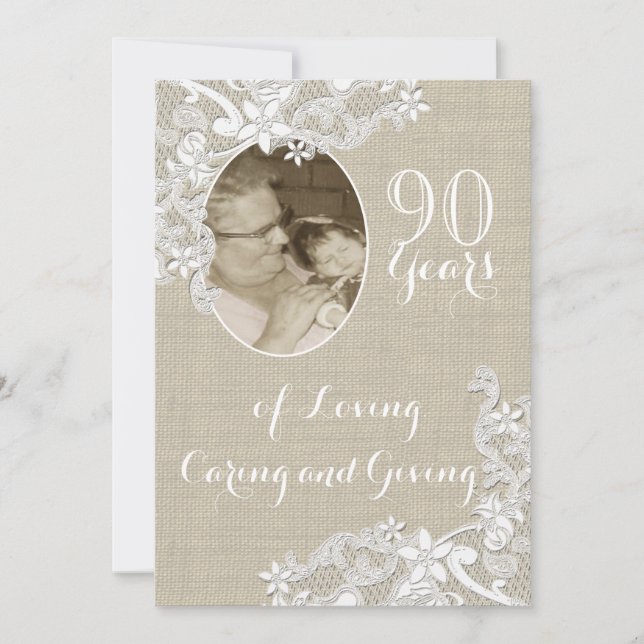 Vintager Geburtstag mit Foto Einladung (Vorderseite)