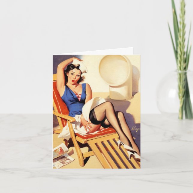 Vintager Geburtstag Pinup Karte (Vorderseite)