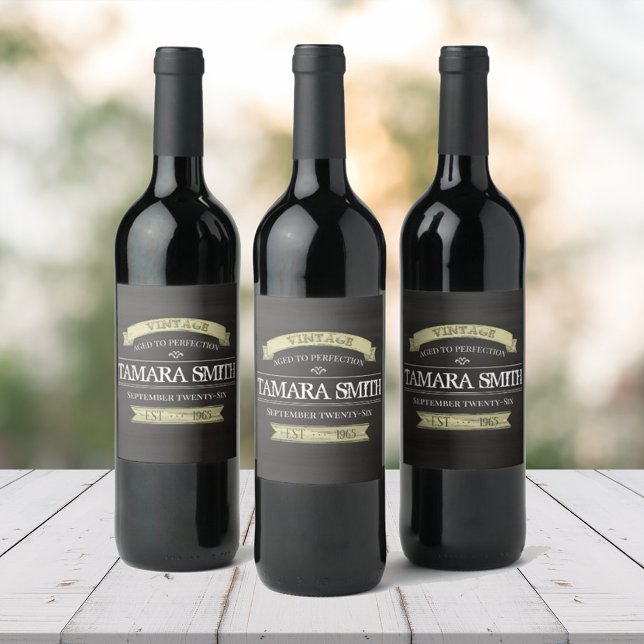 Vintager Geburtstag Rustikal Stilvoll modern Weinetikett (Von Creator hochgeladen)