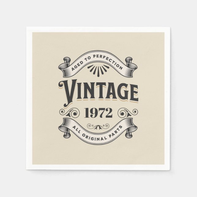 Vintager Geburtstag Serviette (Vorderseite)