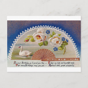 Vintager Geburtstag Swan Blue Postcard Postkarte