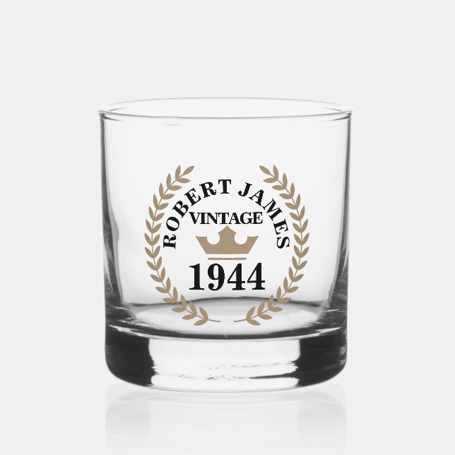Vintager Geburtstag Whiskyglas (Vorderseite)
