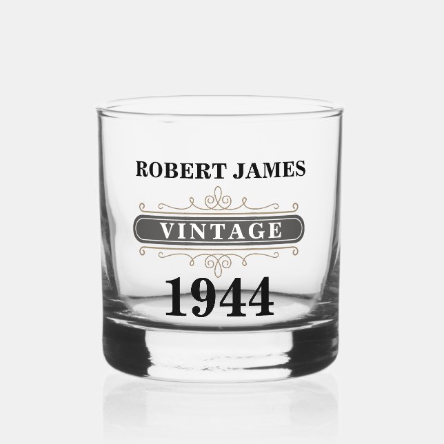 Vintager Geburtstag Whiskyglas (Vorderseite)