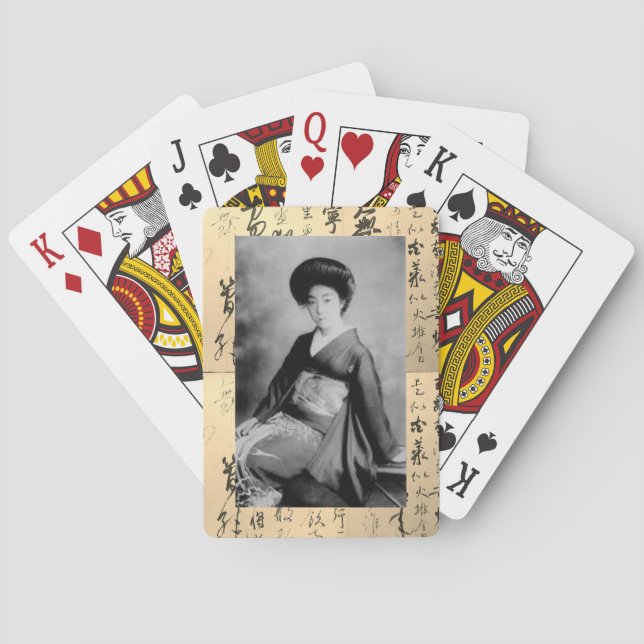 Vintager Geisha des 19. Jahrhunderts Spielkarten (Rückseite)