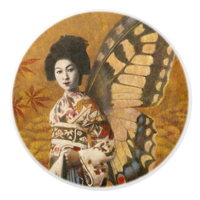 Vintager Geisha-Keramik-Griff Keramikknauf (Vorderseite)
