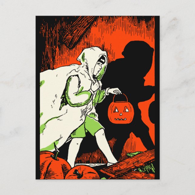 Vintager Geistertrick oder Treater Postkarte (Vorderseite)