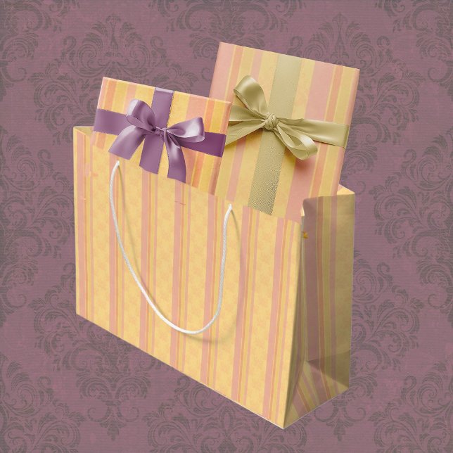 Vintager gelber Damast Streifen Große Geschenktüte (Von Creator hochgeladen)