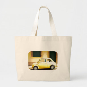 Vintager gelber Fiat 500 in Italien Jumbo Stoffbeutel