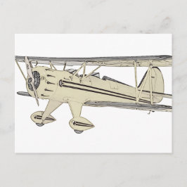 Vintager gelber Waco-Biplane-Stift Zeichnend Postkarte