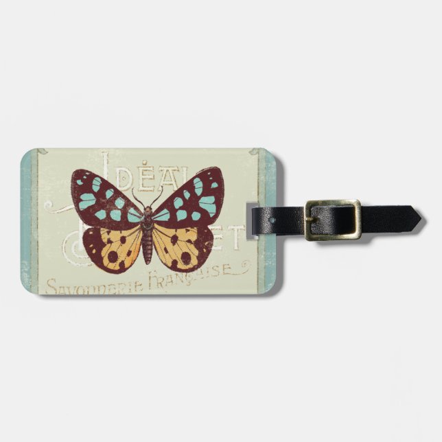 Vintager gemusterter Schmetterling Gepäckanhänger (Vorderseite horizontal)