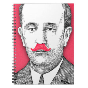 Vintager Gentleman mit Funny Pink Mustache Notizblock