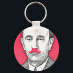 Vintager Gentleman mit Funny Pink Mustache Schlüsselanhänger<br><div class="desc">Ein Vintager,  schwarz-weißer Gentleman mit lustigem,  gürtelrosa Schnurrbart auf rosa Hintergrund Ein cooles Retro-Design mit einem Gek-80er lustigen rosa Schnurrbart auf einem niedlich rosa Texturhintergrund. Die perfekte Spaß Geschenkidee für ihn oder für sie.</div>