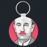 Vintager Gentleman mit Funny Pink Mustache Schlüsselanhänger<br><div class="desc">Ein Vintager,  schwarz-weißer Gentleman mit lustigem,  gürtelrosa Schnurrbart auf rosa Hintergrund Ein cooles Retro-Design mit einem Gek-80er lustigen rosa Schnurrbart auf einem niedlich rosa Texturhintergrund. Die perfekte Spaß Geschenkidee für ihn oder für sie.</div>