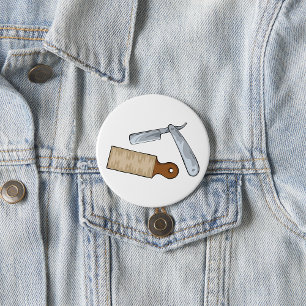 Vintager, gerade Razzia und Strop-Barber-Shop Button