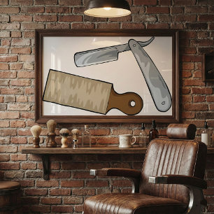 Vintager, gerade Razzia und Strop-Barber-Shop Poster