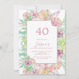 Vintager Gerahmter Summer Bouquet Geburtstag Einladung