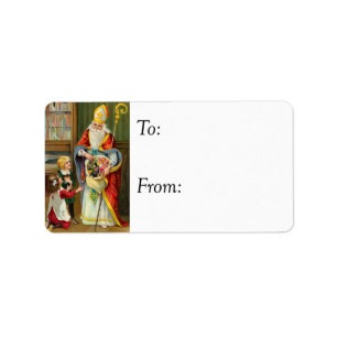 Vintager Geschenk-Umbau Sankt Nikolaus Adressaufkleber