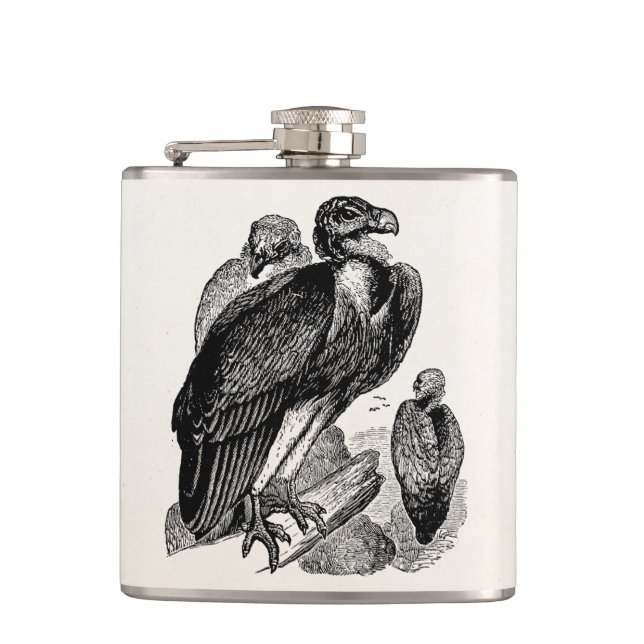 Vintager geselliger Geier-Vogel - Geier-Schablone Flachmann (Vorderseite)