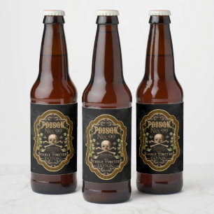 Vintager Giftschädel: Halloween-Apotheker Bierflaschenetikett