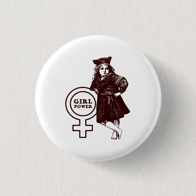 Vintager Girl-Power Button (Vorderseite)