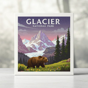 Vintager Glacier-Nationalpark Fliese