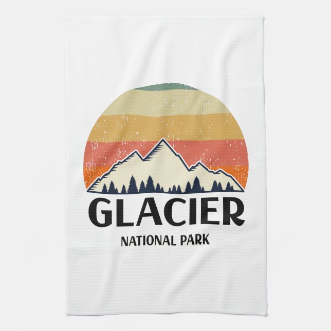 Vintager Glacier-Nationalpark Geschirrtuch (Vertikal)
