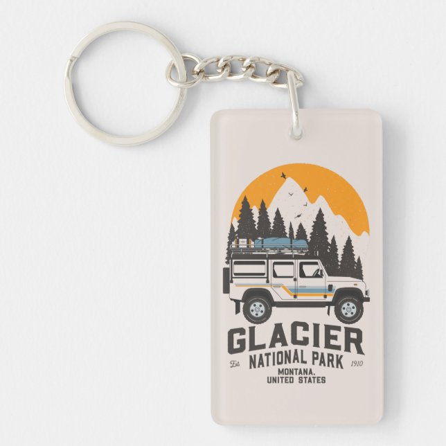 Vintager Glacier Nationalpark Locarno Schlüsselanhänger (Vorderseite)