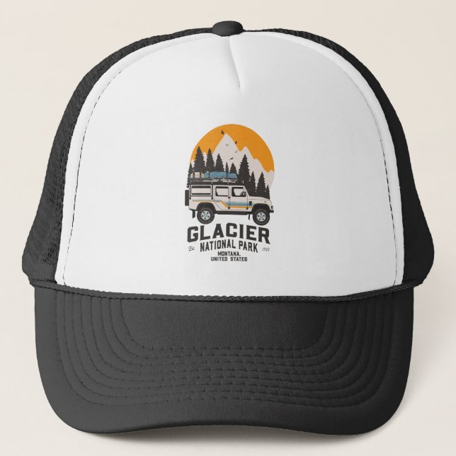 Vintager Glacier Nationalpark Locarno  Truckerkappe (Vorderseite)