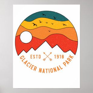 Vintager Glacier Nationalpark Montana Souvenir 80e Poster