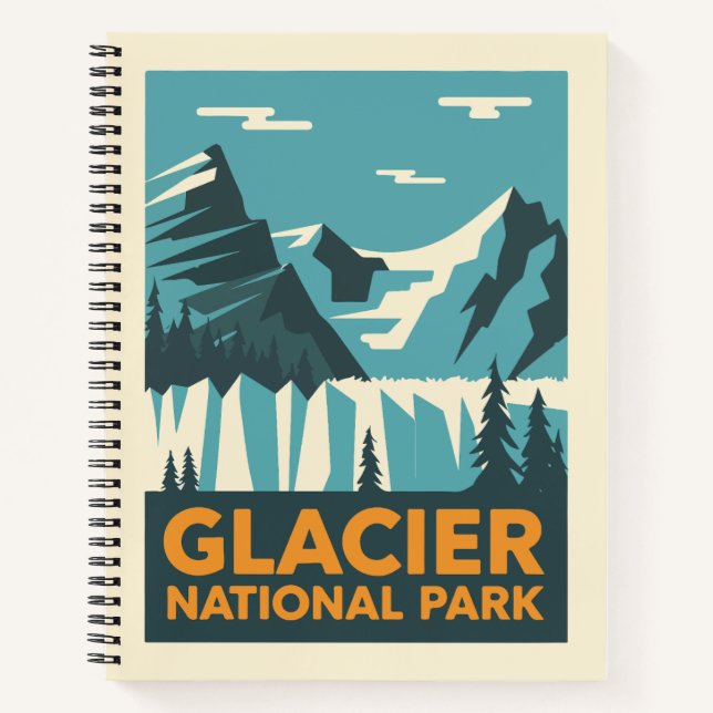 Vintager Glacier-Nationalpark Notizbuch (Vorderseite)