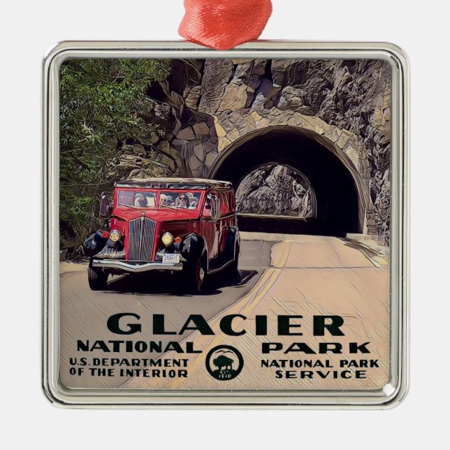 Vintager Glacier Nationalpark Ornament Aus Metall (Vorne)