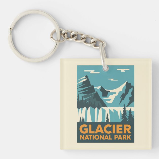 Vintager Glacier-Nationalpark Schlüsselanhänger (Vorderseite)