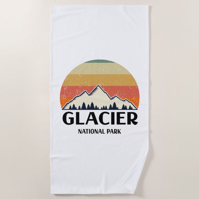 Vintager Glacier-Nationalpark Strandtuch (Vorderseite)