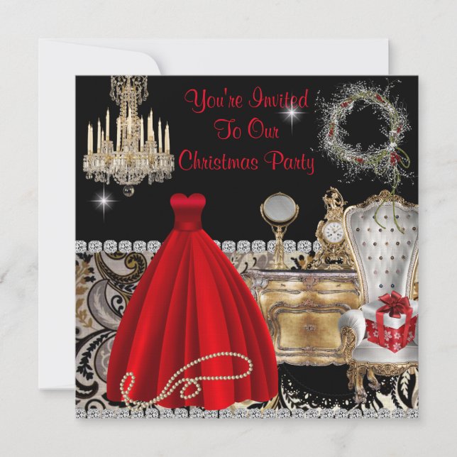 VINTAGER GLAMOUR CHRISTMAS-EINLADUNGEN EINLADUNG (Vorderseite)