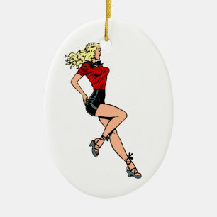 Vintager Glamour Girl Next Door, Blond Blombshell Keramikornament