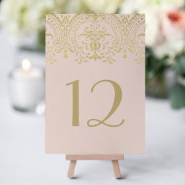 Vintager Glamour Hochzeit in Rosa und Gold Tischnummer