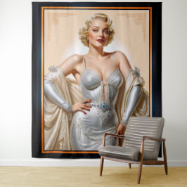 Vintager Glamour Hollywood Blonde Beauty Wandteppich