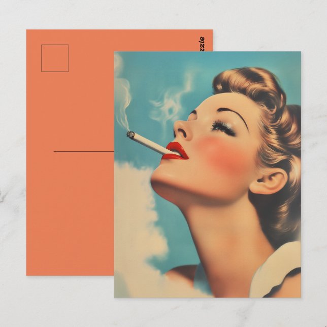 Vintager Glamour Rauchen und Postkarte (Vorne/Hinten)